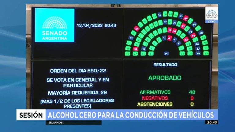 EL ALCOHOL CERO AL VOLANTE YA ES LEY: EL SENADO APROBÓ EL PROYECTO POR 48 VOTOS A 9
